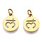 304 Stainless Steel Charms, with Jump Ring, Flat Round with Ohm/Aum Charm, Golden, 14x12x1.1mm, Hole: 3mm