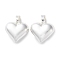 Rack Plating Brass Pendants, Long-Lasting Plated, Lead Free & Cadmium Free, Heart, Silver, 15x15.5x6mm, Hole: 5x3mm
