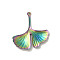 304 Stainless Steel Pendants, Ginkgo Leaf Charm, Rainbow Color, 29x25.5x2mm, Hole: 0.9mm