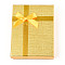 Cardboard Jewelry Necklace Boxes, with White Sponge, for Jewelry Gift Packaging, Rectangle with Bowknot, Gold, 13x10x3.1cm, inside: 12.3×9.3cm.