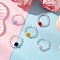 ABS Plastic Imitation Pearl Elastic Rings for Women, with Imitation Austrian Crystal, Round, Mixed Color, 7mm, Inner Diameter: 19mm