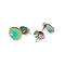 Ion Plating(IP) 304 Stainless Steel Stud Earring Findings, with Loop and Flat Plate, Ear Nuts/Earring Backs, Flat Round, Rainbow Color, 8x1mm, Hole: 1.2mm, Pin: 0.8mm