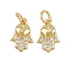 Brass Micro Pave Cubic Zirconia Pendants, with Jump Ring, Hamsa Hand with Heart Charms, Rack Plating, Long-Lasting Plated, Lead Free & Cadmium Free, Real 18K Gold Plated, 12x8x2mm, Hole: 3mm