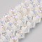 Glass Beads Strands, AB Color Plated, Half Frosted, Faceted Round, Clear AB, 10x9mm, Hole: 1.5mm, about 68~70pcs/strand, 62~63cm