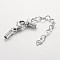 Tarnish Resistant 304 Stainless Steel Chain Extender, with Lobster Claw Clasps, Cord Ends and Heart Link Chain, Stainless Steel Color, 67mm, Hole: 2mm