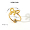 304 Stainless Steel Bowknot Open Cuff Ring Women Unique High-end Luxury Jewelry Accessories, Real 18K Gold Plated, Inner Diameter: 17.8mm
