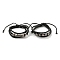 Braided PU Leather & Waxed Cords Triple Layer Multi-strand Bracelets, Alloy Beaded Bracelets, Mixed Shapes, Inner Diameter: 2-1/4~3-3/4 inch(5.7~9.5cm)