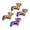 Alloy Pendants, Cadmium Free & Nickel Free & Lead Free, Dachshund/Dog, Rainbow Color, 13x19x2.5mm, Hole: 1.5mm