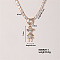 Shiny Family Theme Brass Micro Pave Cubic Zirconia Pendant Necklaces, Rhinestone Cup Chains Necklaces for Women, 15.75 inch(400mm)