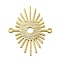Brass Connector Charms, Sun Links, Long-Lasting Plated, Cadmium Free & Lead Free, Real 24K Gold Plated, 24x20.5x0.5mm, Hole: 1.2mm