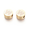 304 Stainless Steel Beads, Flat Round with Letter, Letter.W, 10x4.5mm, Hole: 2mm