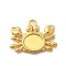 304 Stainless Steel Pendant Cabochon Settings, Ion Plating(IP), Crab, Real 18K Gold Plated, Tray: 10.5x8.5mm, 19x25.5x2mm, Hole: 2.5mm