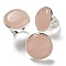 Natural Rose Quartz Round Adjustable Rings, Lead Free & Cadmium Free, Silver Plated Brass Finger Rings for Women Men, Round: 28mm, Inner Diameter: 18mm