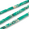 Natural Regalite/Imperial Jasper/Sea Sediment Jasper Beads Strands, Dyed, Column, Green, 13~14x4mm, Hole: 1mm, about 30pcs/strand, 15.9 inch(40.5cm)