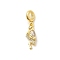 Brass Pave Clear Cubic Zirconia Flamingo Shape European Dangle Charms, Large Hole Pendants, Long-Lasting Plated, Rack Plating, Cadmium Free & Lead Free, Golden, 24mm, Hole: 4mm