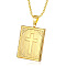 Stainless Steel Rectangle with Cross Pendant Necklace, Photo Locket Necklaces, Golden, 19.69 inch(50cm)