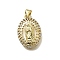 Brass Micro Pave Cubic Zirconia Pendants, Virgin Mary, Rack Plating, Long-Lasting Plated, Cadmium Free & Lead Free, Oval, 21x14.5x4mm, Hole: 5x3.5mm