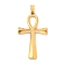 Ion Plating(IP) 304 Stainless Steel Pendants, Laser Cut, Ankh Cross, Golden, 44.5x25.5x3mm, Hole: 4x7mm