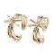 Bowknot Brass Micro Pave Clear Cubic Zirconia Open Cuff Rings, Long-Lasting Plated, Golden, Inner Diameter: 17mm