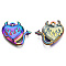 201 Stainless Steel Pendants, Evil Heart Charm, Rainbow Color, 18.5x20x3mm, Hole: 1.6mm