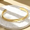 304 Stainless Steel Cuff Bangles, with Cubic Zirconia, Real 18K Gold Plated, Rectangle, Inner Diameter: 2x2-3/8 inch(5x6cm)