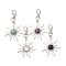 Natural Mixed Gemstone Pendant Decorations, with Tibetan Style Alloy Sun Pendant and Alloy Swivel Lobster Claw Clasps, 83mm, Sun: 50.5x47x6mm