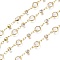 Handmade Brass Link Chains, with Faceted Glass, Rhinestone and Spool, Soldered, Long-lasting Plated, Flat Round, Golden, Clear, Glass Links: 13x6.5x3mm,  Rhinestone Links: 8x4x3.5mm, Link: 4.5x2.5x0.4mm, about 32.8 Feet(10m)/roll