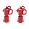 Spray Painted Brass Pendants, Teapot, Indian Red, 18x10.7x6mm, Hole: 2mm