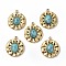 PVD Vacuum Plating 201 Stainless Steel Synthetic Turquoise Pendants, Real 18K Gold Plated, Flat Round Charms, 18.5x16x4.5mm, Hole: 1.4mm
