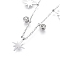 304 Stainless Steel Pendant Necklaces, with Clear Cubic Zirconia, Cable Chains and Round Beads, Star, Stainless Steel Color, 16.61 inch(42.2cm)