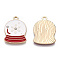 Christmas Theme, Alloy Enamel Pendants, with Rhinestones, Light Gold, Crystal Ball, White, 22.5x16.5x2mm, Hole: 1.8~2mm