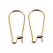 304 Stainless Steel Hoop Earring Findings, Kidney Ear Wire, Real 18K Gold Plated, 22x11.5x0.7mm, 21 Gauge, Pin: 0.7mm