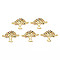 Brass Micro Pave Cubic Zirconia Links, Cadmium Free & Lead Free, Tree, Colorful, Golden, 13x18.5x2.5mm, Hole: 1mm