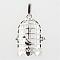 Rack Plating Brass Cage Pendants, Nickel Free, For Chime Ball Pendant Necklaces Making, Birdcage, Silver Color Plated, 38x26x22mm, Hole: 4x8mm, inner measure: 18x23mm