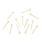 Brass Eye Pins, Real 18K Gold Plated, 19x3x0.7mm, Hole: 1.5mm