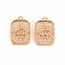Brass Micro Pave Clear Cubic Zirconia Pendants, Nickel Free, Rectangle with Eye, Real 18K Gold Plated, 16.5x10.5x1.5mm, Hole: 1.2mm