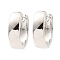 Brass Thick Hoop Earrings, Platinum, 17x18x5mm
