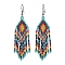Boho 304 Stainless Steel with Glass Dangle Stud Earring, Rhombus, Light Sky Blue, 81x26mm