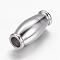 Tarnish Resistant Barrel 304 Stainless Steel Magnetic Clasps with Glue-in Ends, Stainless Steel Color, 14x6.5mm, Hole: 3mm