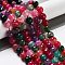 Natural Agate Round Beads Strand, Dyed, Faceted, Mixed Color, 8mm, Hole: 1mm, about 48pcs/strand, 15.74 inch