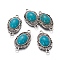 Synthetic Turquoise Links connectors, with Tibetan Style Alloy Findings, Oval, Antique Silver, Turquoise, 29.5x16x6mm, Hole: 2mm