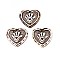 Handmade Porcelain Pendants, Heart, Fancy Antique Glazed Porcelain, Coconut Brown, 46~47x48~50x10~11mm, Hole: 4~5mm