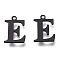 304 Stainless Steel Charms, Laser Cut, Alphabet, Electrophoresis Black, Letter.E, 12x9x0.8mm, Hole: 1mm