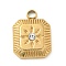 304 Stainless Steel Rhinestone Pendants, Golden, Square, 13.5x10x3mm, Hole: 2mm