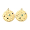 PVD Vacuum Plating 304 Stainless Steel Pendants, with Colorful Rhinestone, Flat Round with Star Charms, Real 18K Gold Plated, 17.5x15x2mm, Hole: 1.4mm