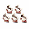 Eco-Friendly Alloy Enamel Pendants, Cadmium Free & Lead Free & Nickel Free, Light Gold, Chocolate, Coconut Brown, 20x15.5x1.5mm, Hole: 1.8mm