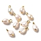 Natural Pearl Pendants, Nuggets Charms with Real 18K Gold Plated Brass Findings, Floral White, 18.5~20x8.5~10x7~9mm, Hole: 3.2mm