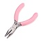 45# Carbon Steel Jewelry Pliers, Needle Nose Pliers, Ferronickel, Pink, 81x44x7.5mm