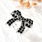 304 Stainless Steel Open Cuff Rings for Women, with Rhinestone, Ion Plating(IP), Bowknot, Stainless Steel Color, 5mm, Inner Diameter: Adjustable, Bowknot: 22x25.5mm