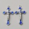 Alloy Enamel Pendants, Crucifix Cross Charm, Blue, 41x23x5mm, Hole: 1.6mm, 10pcs/bag